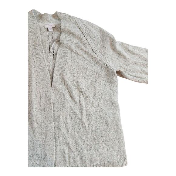 Pure J JIll cotton cardigan green cream knit open front sz small petite - Picture 6 of 14